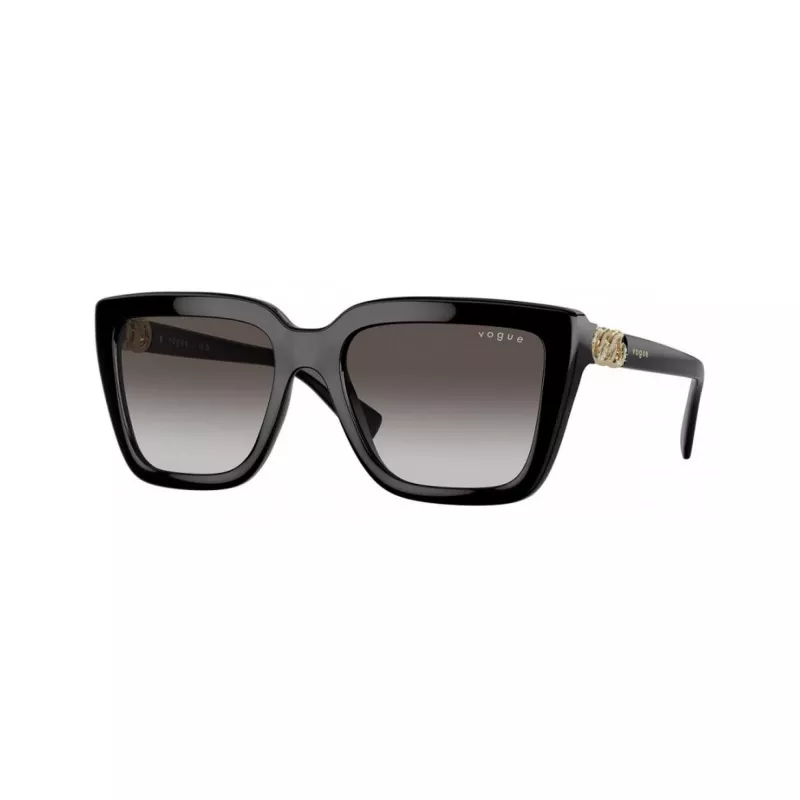 Vogue VO5575SBW448G moteriški akiniai nuo saulės, kvadratinis acetatinis rėmelis, juodi, pilki gradientiniai stiklai, 55 mm