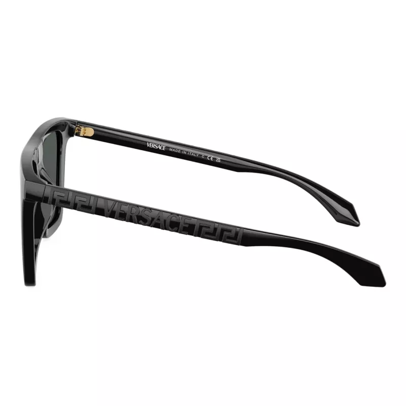 Versace VE4468UGB187 moteriški katės akies formos akiniai nuo saulės, juodas rėmelis, tamsiai pilki lęšiai, 53-19-140 mm