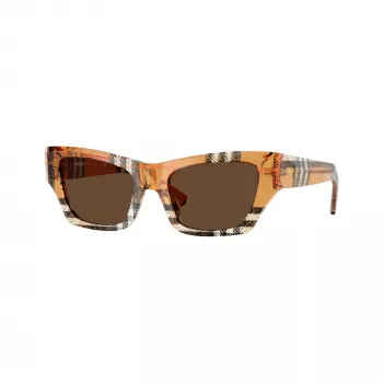 Burberry BE4441U414673 moteriški kvadratiniai havana akiniai nuo saulės su rudais gradientiniais lęšiais 52/19/140 mm