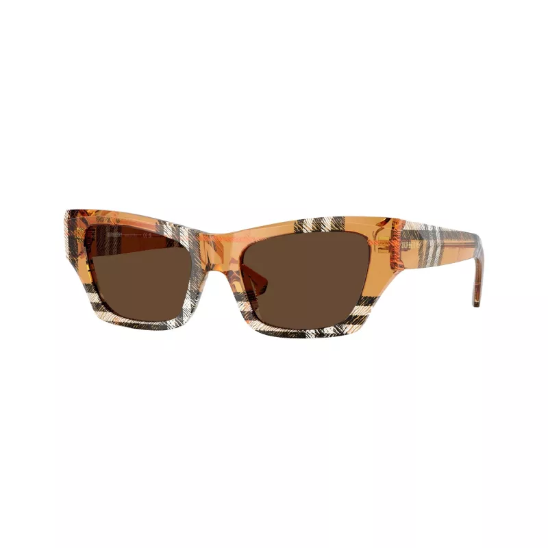 Burberry BE4441U414673 moteriški kvadratiniai havana akiniai nuo saulės su rudais gradientiniais lęšiais 52/19/140 mm