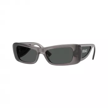 Versace moteriški akiniai nuo saulės VE4481-550287 Cat Eye, permatomo pilko rėmelio, tamsiai pilki lęšiai, 54 mm