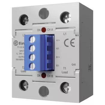 Finder Series 77 kietojo kūno relė, 50 A, 660 V AC, 24 V DC valdymas, momentinis perjungimas 77C290248671