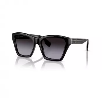 Burberry BE439130018G5 moteriški kvadratiniai acetatiniai akiniai nuo saulės, juodas rėmelis, pilkos gradiento lęšiai, 54 mm
