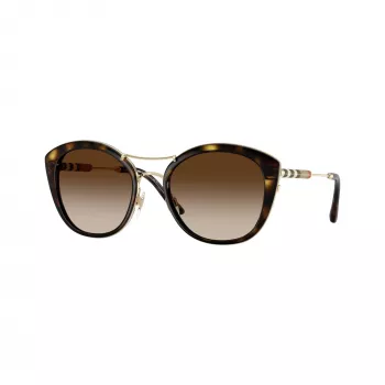 Burberry BE4251Q300213 moteriški katės akies formos akiniai nuo saulės, tamsaus havajinio rašto rėmelis, rudi gradientiniai lęšiai, 53 mm
