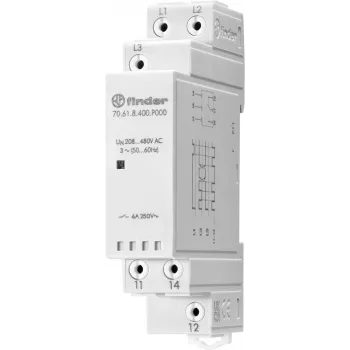 Finder 70.61.8.400.P000 trifazės įtampos stebėjimo relė, 400 V AC, 1 CO, DIN bėgiui