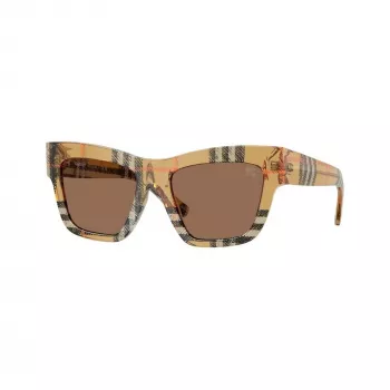 Burberry BE4449-414673 moteriški kvadratiniai acetatiniai saulės akiniai, Havana/Vėžliuko rėmelis, rudi lęšiai, 53/19/140 mm