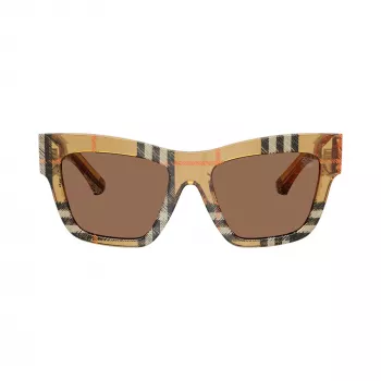 Burberry BE4449-414673 moteriški kvadratiniai acetatiniai saulės akiniai, Havana/Vėžliuko rėmelis, rudi lęšiai, 53/19/140 mm