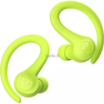JLab GO Air Sport belaidės ausinės su ausų kabliukais, Bluetooth 5.1, IP55 atsparios prakaitavimui, 32 val. baterija, geltonos IEUEBGAIRSPRTRYEL124