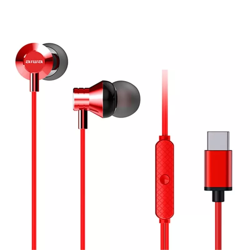 AIWA ESTM-50USB-C/RD ausinės su mikrofonu, USB-A, raudonos