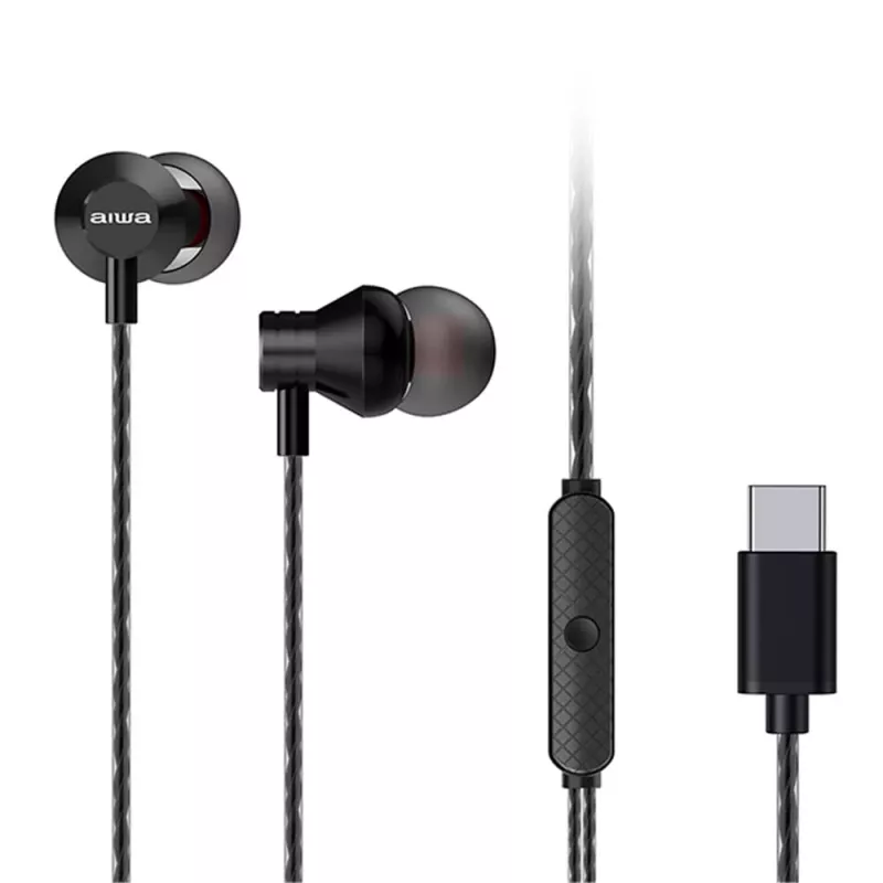 AIWA ESTM-50USB-C/BK ausinės su mikrofonu, USB-C, juodos