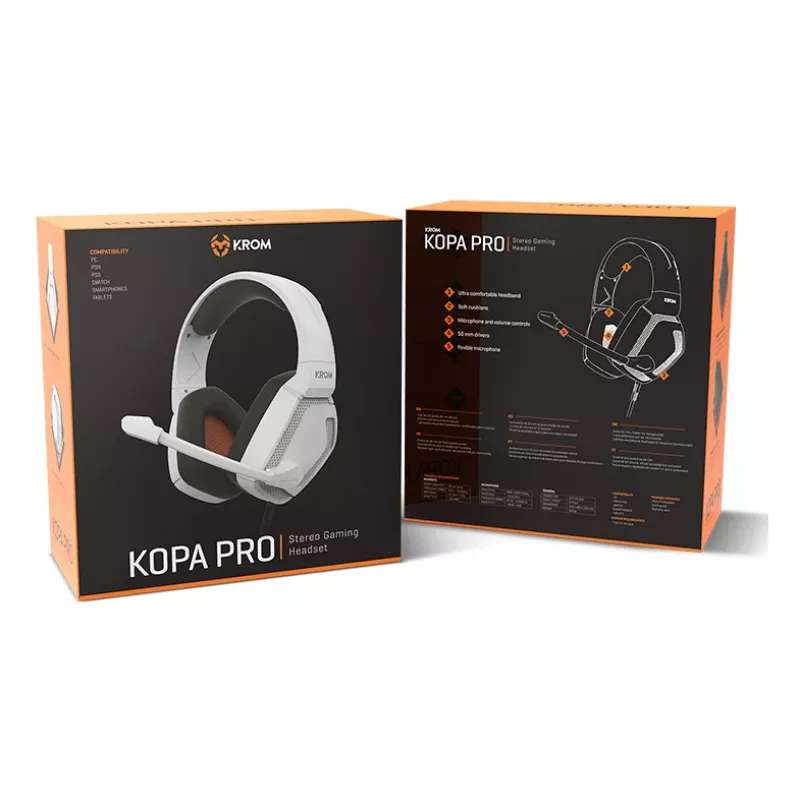 KROM KOPA PRO laidinės žaidimų ausinės baltos NXKROMKOPAPROWH