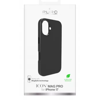 PURO Icon dėklas Apple iPhone 17 Pro Max juodas, suderinamas su MagSafe