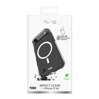PURO Impact Clear D3O Bio dėklas, skirtas Apple iPhone Air, suderinamas su MagSafe, skaidrus (PUIPC1766IMPCLD3OTR)