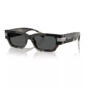 Versace moteriški akiniai nuo saulės VE4465-545687, juodas rėmelis, tamsiai pilki stiklai, 54mm