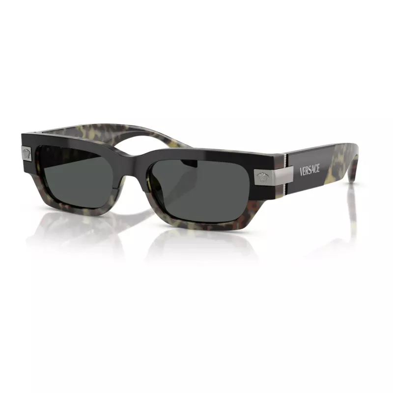 Versace moteriški akiniai nuo saulės VE4465-545687, juodas rėmelis, tamsiai pilki stiklai, 54mm