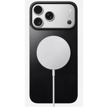 NOMAD Magnetic Leather Back, skirta iPhone 17 Pro Max, MagSafe suderinama, Horween oda (juoda)