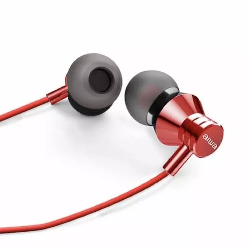 AIWA ESTM-50RD ausinės su mikrofonu, raudonos