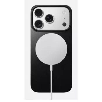 NOMAD Magnetic Leather Back, skirta iPhone 17 Pro – suderinama su MagSafe, Horween oda, juoda