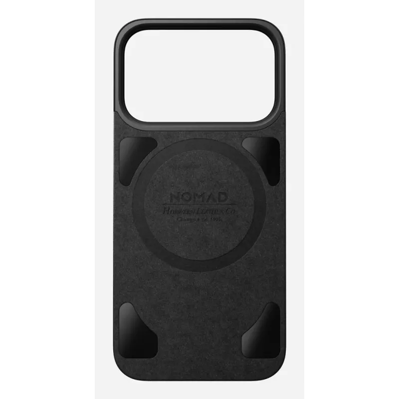 NOMAD Magnetic Leather Back, skirta iPhone 17 Pro – suderinama su MagSafe, Horween oda, juoda