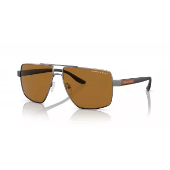 Armani Exchange AX2037S 600383 vyriški poliarizuoti pilotiniai akiniai nuo saulės, matiniai juodi/pilki, 60mm
