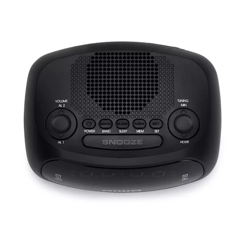 AIWA CR-09J FM radijo laikrodis su dviem žadintuvais, LED ekranu, juodas