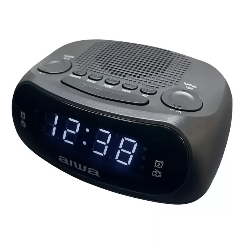 AIWA CR-09J FM radijo laikrodis su dviem žadintuvais, LED ekranu, juodas