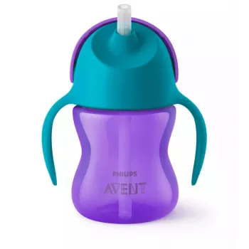 Philips Avent lankstaus šiaudelio puodelis 200 ml, 9 mėn.+, violetinis