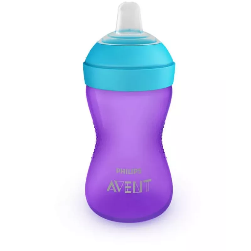 Philips AVENT My Grippy mokomasis puodelis su minkštu snapeliu 300 ml, 9m+, violetinis