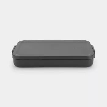 Brabantia Make & Take plokščia pietų dėžutė, tamsiai pilka, 1,2 L, be BPA, nesandari? Ne, sandari, tinka plauti indaplovėje