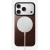 NOMAD Magnetic Leather Back, skirta iPhone 17 Pro, suderinama su MagSafe, Horween odos, Rustic Brown