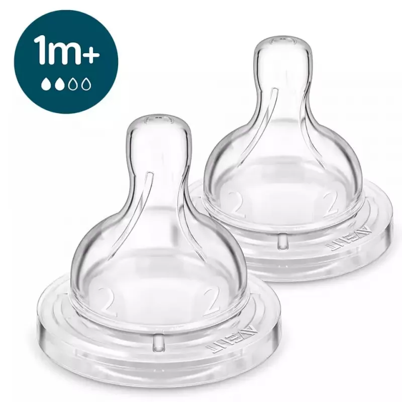 Philips AVENT Anti-colic kūdikių buteliuko silikoniniai čiulptukai 1M+, lėtas srautas, 2 vnt.