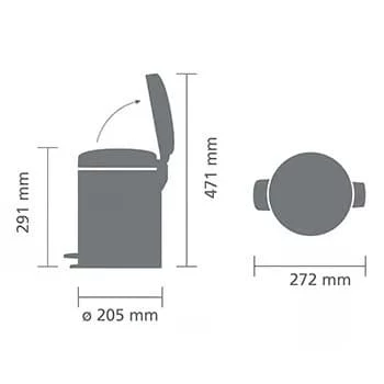 Brabantia NewIcon 5L pedal šiukšliadėžė Brilliant Steel