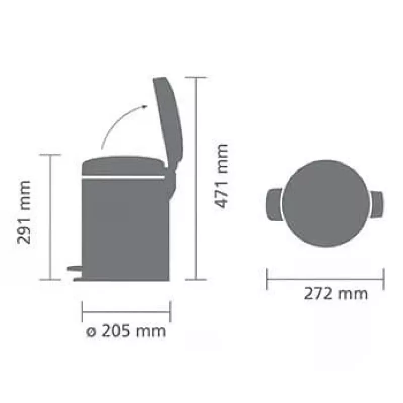 Brabantia NewIcon 5L pedal šiukšliadėžė Brilliant Steel