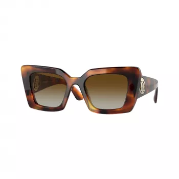Burberry BE4344-3316T5 moteriški katės akies formos akiniai nuo saulės, Havano rėmelis, rudi gradientiniai lęšiai, 51/20/140 mm