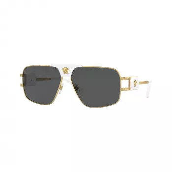 Versace VE2251-147187 vyriški akiniai nuo saulės Pilot, gunmetal rėmeliai, pilki stiklai, 63/12/145 mm