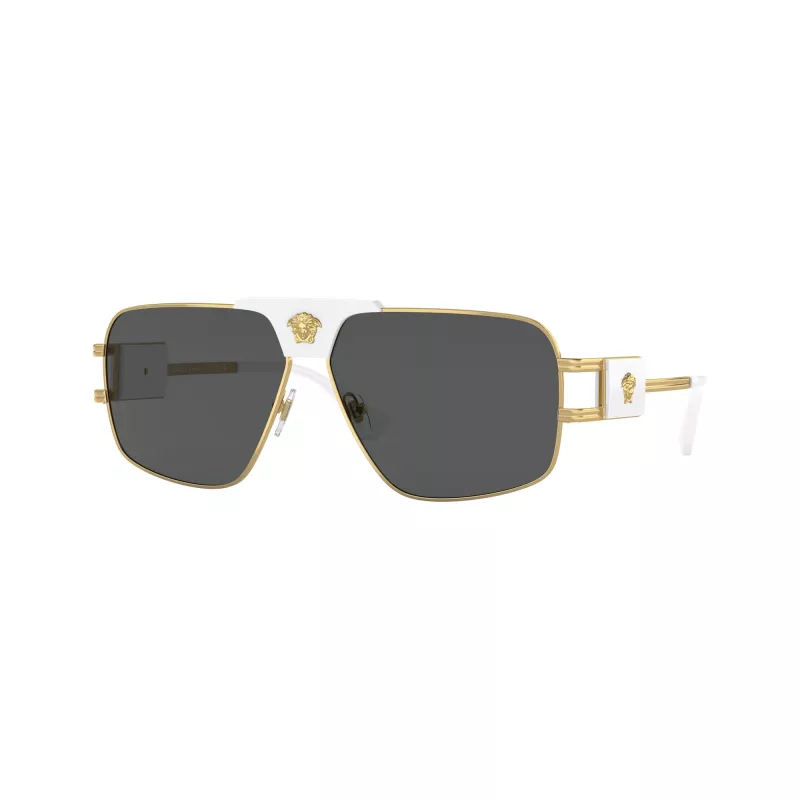 Versace VE2251-147187 vyriški akiniai nuo saulės Pilot, gunmetal rėmeliai, pilki stiklai, 63/12/145 mm