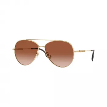 Burberry BE3147-110913 moteriški katės akies formos akiniai nuo saulės, blyškiai aukso spalvos rėmeliai, rudi gradientiniai lęšiai, 58 mm