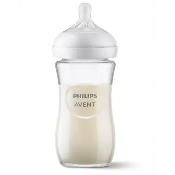 Philips AVENT Natural Response stiklinis kūdikio buteliukas 240 ml, vidutinio srauto žindukas, 1m+