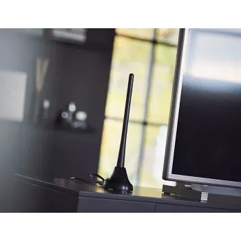 PHILIPS SDV5100/12 kambarinė TV antena su 18 dB stiprinimu, UHF/VHF/FM, juoda