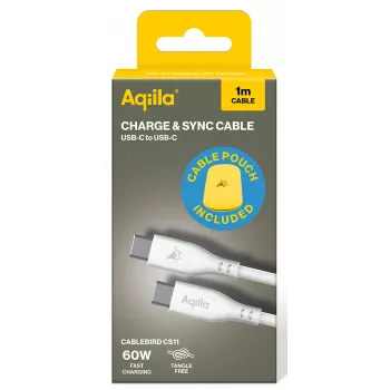 AQIILA Cablebird CS11 USB-C į USB-C įkrovimo ir duomenų perdavimo kabelis 1m 60W juodas AQCBPBIC1SI812