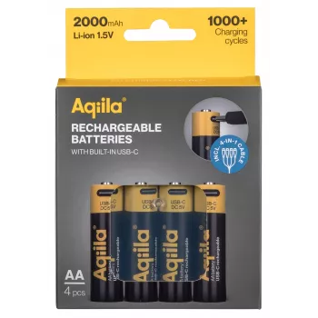 AQIILA USB-C įkraunamos AA ličio jonų baterijos, 1,2V, 4 vnt. (AQ200AA367C4)