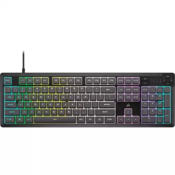 CORSAIR K55 Core RGB membraninė žaidimų klaviatūra, dinaminis 3 zonų RGB apšvietimas, 6 makro klavišai, nuimama riešo atrama, USB laidas, juoda/pilka
