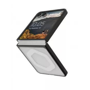 UAG Urban Armor Gear Mouve dėklas su magnetiniu moduliu, skirtas Samsung Galaxy Z Flip5 - Ice (permatomas/juodas) 214561114343