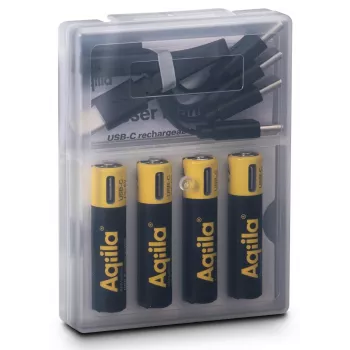 AQIILA AAA NiMH akumuliatoriai su USB-C, 1,2 V, 600 mAh, 4 vnt. AQ60AAA374C4