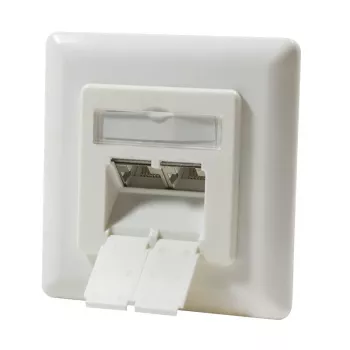 DSIT DC-Wall-In-STP6-I įleidžiama Cat. 6 ekranuota dviguba RJ45 rozetė, dramblio kaulo spalvos