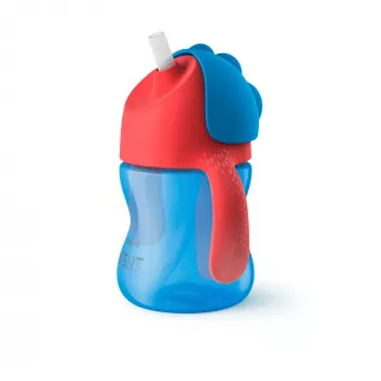 Philips AVENT gertuvė su šiaudeliu ir lanksčiu šiaudeliu, 200 ml, 9m+, mėlyna