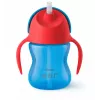 Philips AVENT gertuvė su šiaudeliu ir lanksčiu šiaudeliu, 200 ml, 9m+, mėlyna