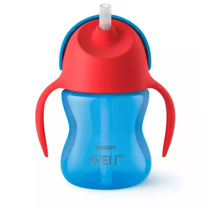 Philips AVENT gertuvė su šiaudeliu ir lanksčiu šiaudeliu, 200 ml, 9m+, mėlyna