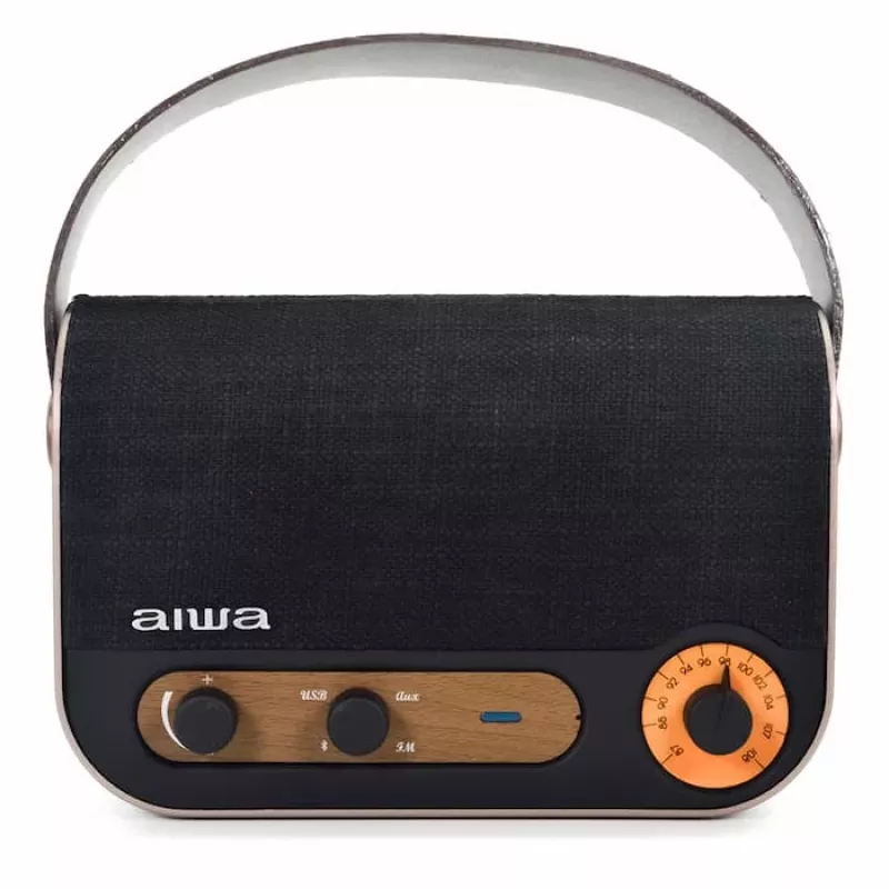AIWA RBTU-600 nešiojamas Bluetooth radijas su FM, USB, AUX-in, MicroSD, įkraunama baterija