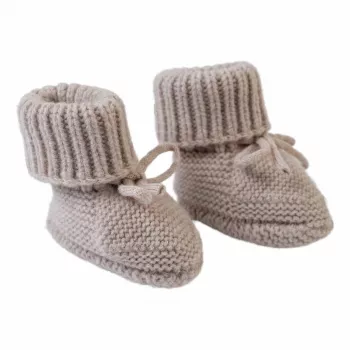 Lodger Slipper Folklore merino vilnos kūdikių šlepetės, smėlio spalvos, 0-6 mėn.
